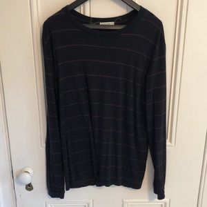 Marine Layer Navy Blue and Red Striped Long Sleeve
